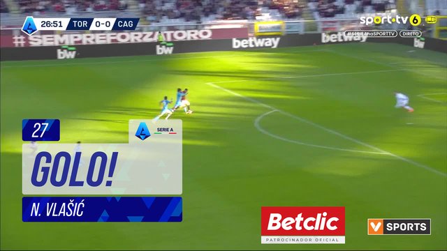 GOLO! Torino, N. Vlašić aos 27', Torino 1-0 Cagliari