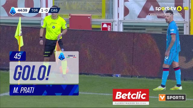 GOLO! Cagliari, M. Prati aos 45', Torino 1-1 Cagliari