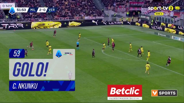 GOLO! Milan, C. Nkunku aos 53', Milan 3-0 Verona