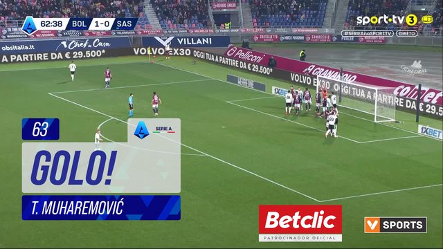 GOLO! Sassuolo, T. Muharemović aos 63', Bologna 1-1 Sassuolo