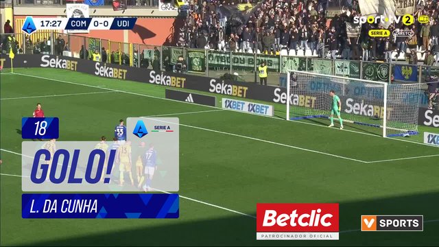 GOLO! Como, L. Da Cunha aos 18', Como 1-0 Udinese