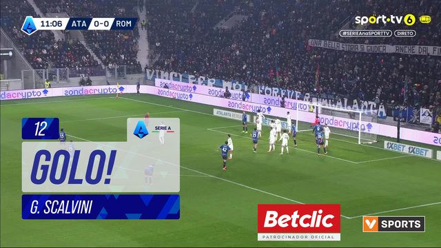 GOLO! Atalanta, G. Scalvini aos 12', Atalanta 1-0 Roma