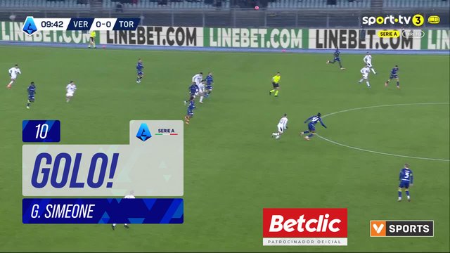 GOLO! Torino, G. Simeone aos 10', Verona 0-1 Torino