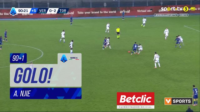 GOLO! Torino, A. Njie aos 90'+1', Verona 0-3 Torino
