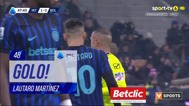 GOLO! Internazionale, Lautaro Martínez aos 48', Internazionale 2-0 Bologna
