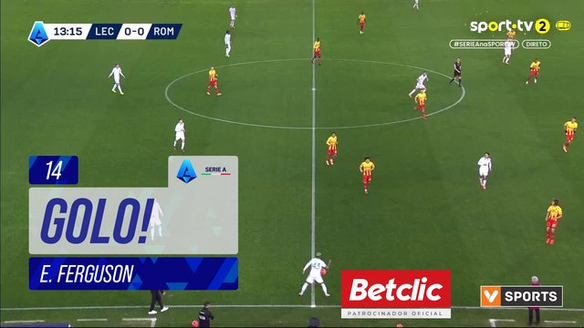 GOLO! Roma, E. Ferguson aos 14', Lecce 0-1 Roma