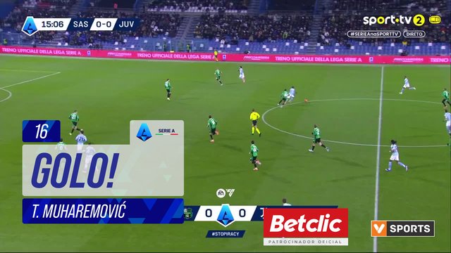 GOLO! Juventus, T. Muharemović (p.b.) aos 16', Sassuolo 0-1 Juventus