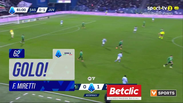 GOLO! Juventus, F. Miretti aos 62', Sassuolo 0-2 Juventus