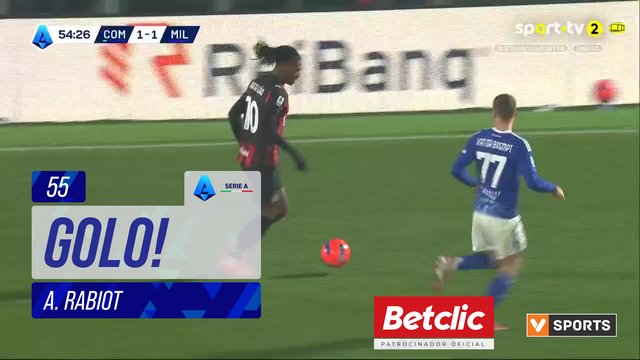 GOLO! Milan, A. Rabiot aos 55', Como 1-2 Milan