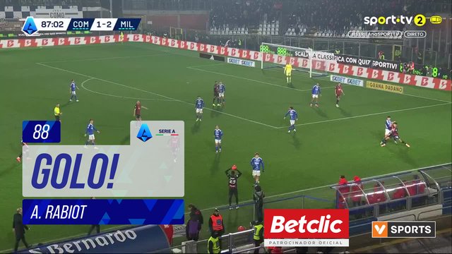 GOLO! Milan, A. Rabiot aos 88', Como 1-3 Milan