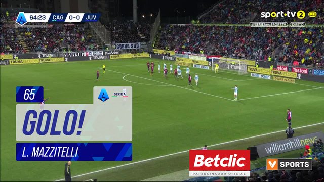 GOLO! Cagliari, L. Mazzitelli aos 65', Cagliari 1-0 Juventus