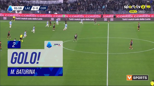 GOLO! Como, M. Baturina aos 2', Lazio 0-1 Como