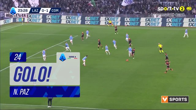 GOLO! Como, N. Paz aos 24', Lazio 0-2 Como