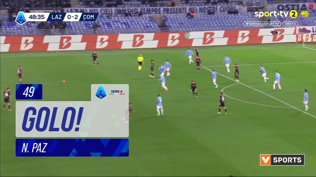 GOLO! Como, N. Paz aos 49', Lazio 0-3 Como
