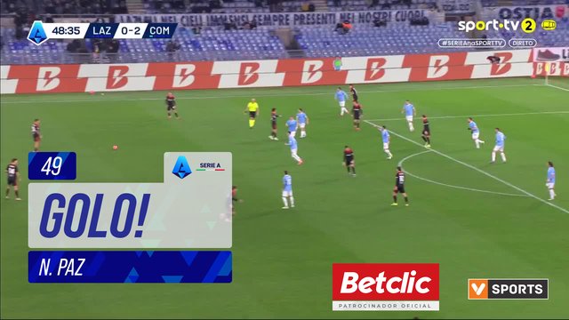 GOLO! Como, N. Paz aos 49', Lazio 0-3 Como