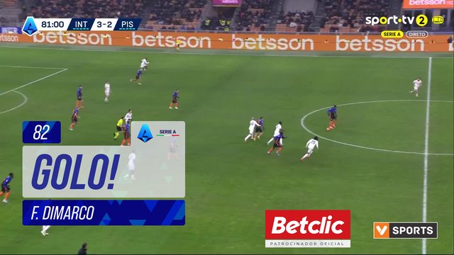 GOLO! Internazionale, F. Dimarco aos 82', Internazionale 4-2 Pisa