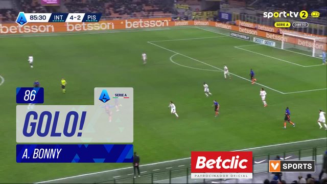 GOLO! Internazionale, A. Bonny aos 86', Internazionale 5-2 Pisa