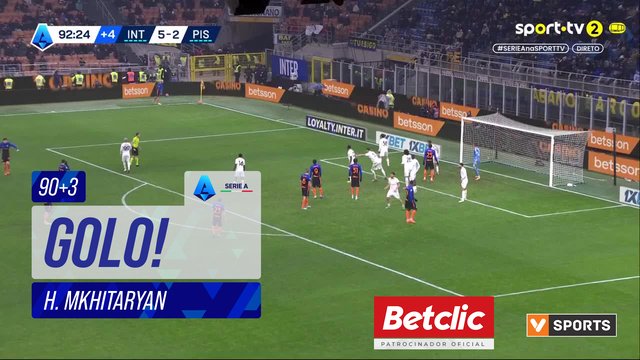 GOLO! Internazionale, H. Mkhitaryan aos 90'+3', Internazionale 6-2 Pisa