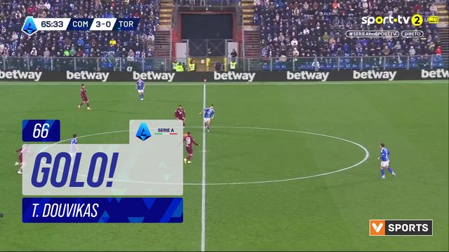 GOLO! Como, T. Douvikas aos 66', Como 4-0 Torino