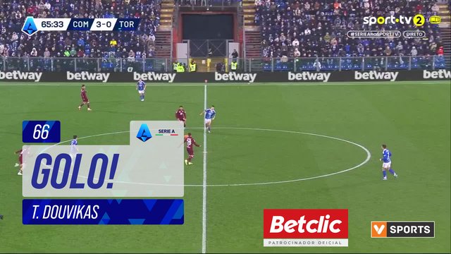 GOLO! Como, T. Douvikas aos 66', Como 4-0 Torino