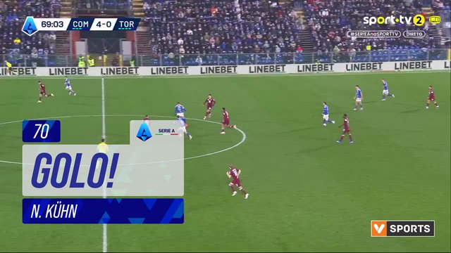 GOLO! Como, N. Kühn aos 70', Como 5-0 Torino