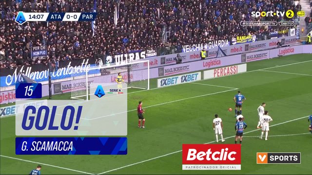 GOLO! Atalanta, G. Scamacca aos 15', Atalanta 1-0 Parma