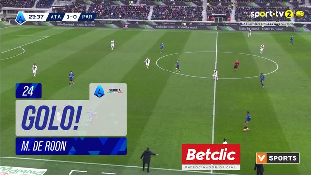 GOLO! Atalanta, M. de Roon aos 24', Atalanta 2-0 Parma