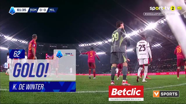 GOLO! Milan, K. De Winter aos 62', Roma 0-1 Milan