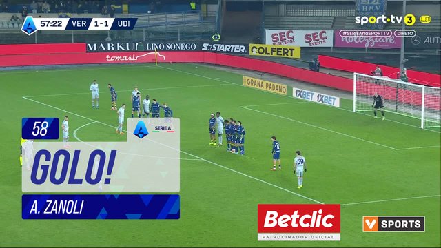 GOLO! Udinese, A. Zanoli aos 58', Verona 1-2 Udinese