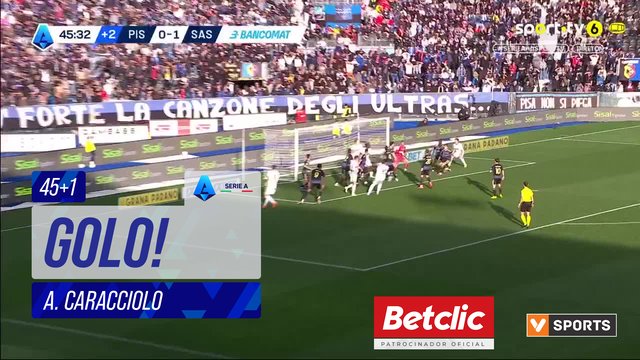 GOLO! Sassuolo, A. Caracciolo (p.b.) aos 45'+1', Pisa 0-2 Sassuolo