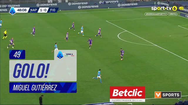 GOLO! Napoli, Miguel Gutiérrez aos 49', Napoli 2-0 Fiorentina