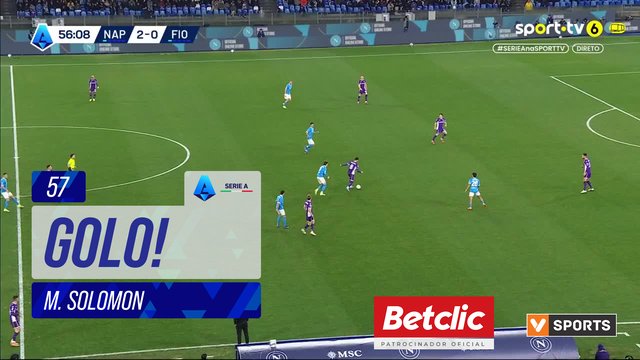 GOLO! Fiorentina, M. Solomon aos 57', Napoli 2-1 Fiorentina