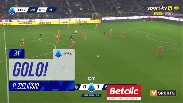 GOLO! Internazionale, P. Zieliński aos 31', Cremonese 0-2 Internazionale