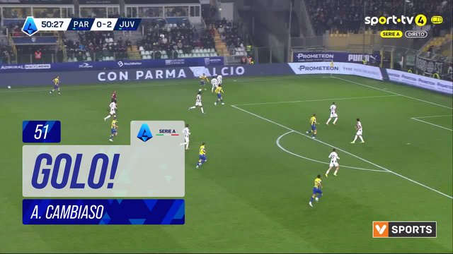 GOLO! Parma, A. Cambiaso (p.b.) aos 51', Parma 1-2 Juventus