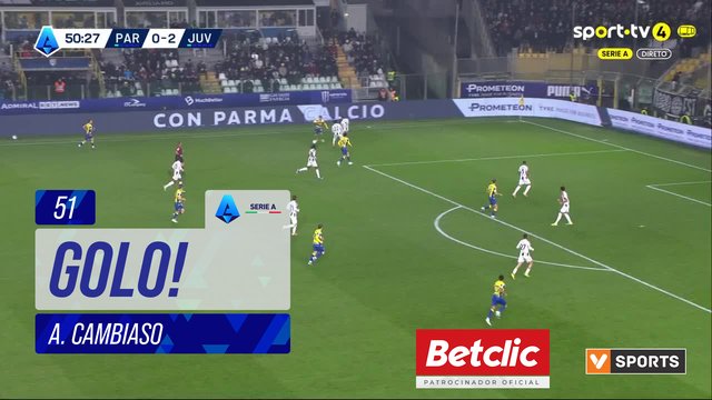 GOLO! Parma, A. Cambiaso (p.b.) aos 51', Parma 1-2 Juventus