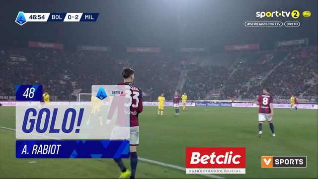 GOLO! Milan, A. Rabiot aos 48', Bologna 0-3 Milan