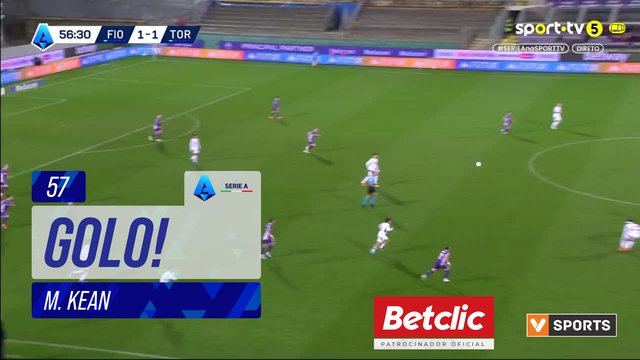 GOLO! Fiorentina, M. Kean aos 57', Fiorentina 2-1 Torino