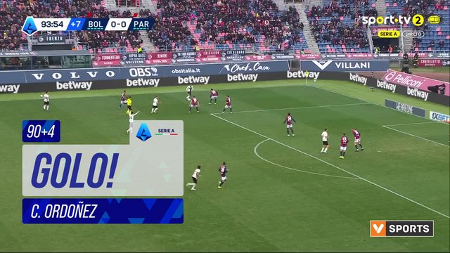 GOLO! Parma, C. Ordoñez aos 90'+4', Bologna 0-1 Parma