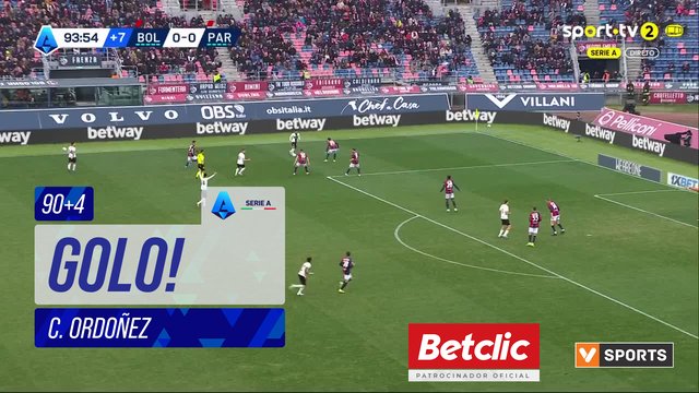 GOLO! Parma, C. Ordoñez aos 90'+4', Bologna 0-1 Parma