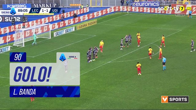 GOLO! Lecce, L. Banda aos 90', Lecce 2-1 Udinese