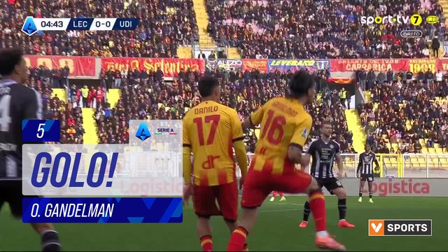 GOLO! Lecce, O. Gandelman aos 5', Lecce 1-0 Udinese