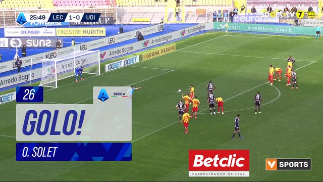GOLO! Udinese, O. Solet aos 26', Lecce 1-1 Udinese