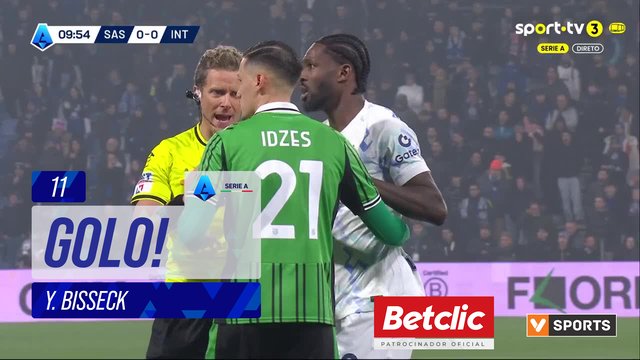 GOLO! Internazionale, Y. Bisseck aos 11', Sassuolo 0-1 Internazionale