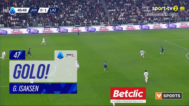 GOLO! Lazio, G. Isaksen aos 47', Juventus 0-2 Lazio