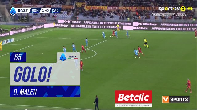 GOLO! Roma, D. Malen aos 65', Roma 2-0 Cagliari