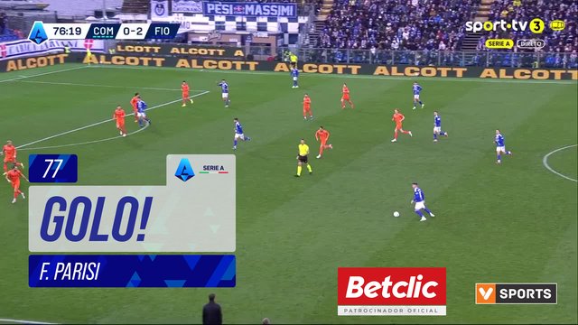 GOLO! Como, F. Parisi (p.b.) aos 77', Como 1-2 Fiorentina