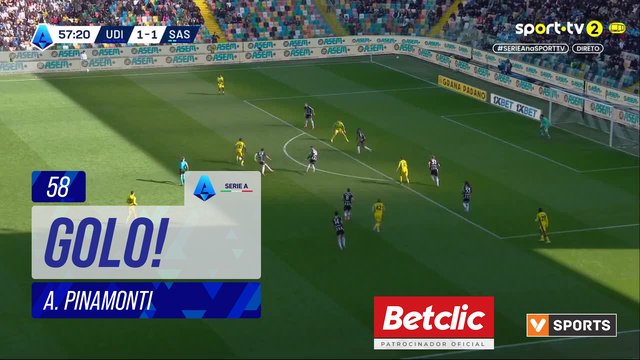 GOLO! Sassuolo, A. Pinamonti aos 58', Udinese 1-2 Sassuolo