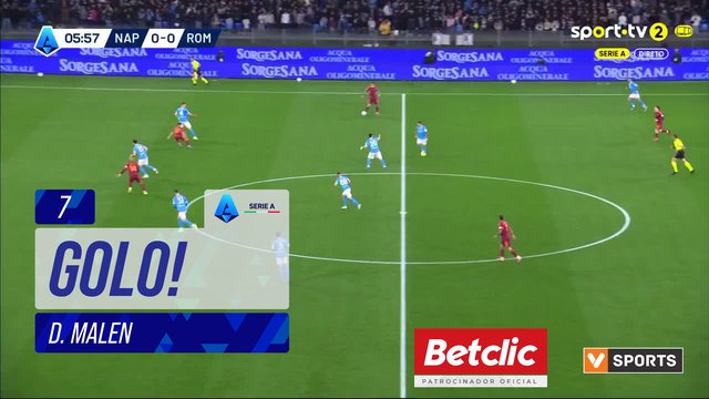GOLO! Roma, D. Malen aos 7', Napoli 0-1 Roma