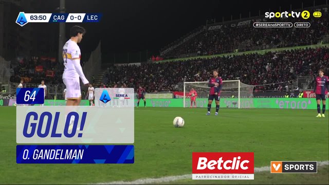 GOLO! Lecce, O. Gandelman aos 64', Cagliari 0-1 Lecce