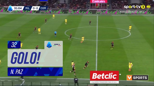 GOLO! Como, N. Paz aos 32', Milan 0-1 Como